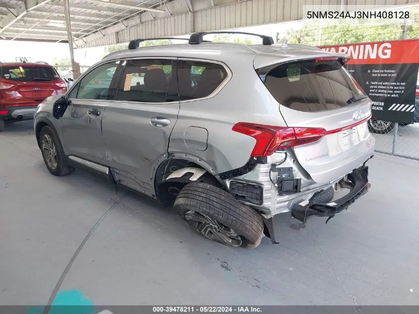 2022 Hyundai Santa Fe Sel VIN: 5NMS24AJ3NH408128 Lot: 39478211