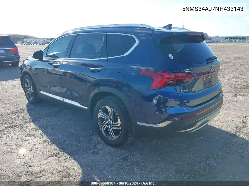 5NMS34AJ7NH433143 2022 Hyundai Santa Fe Sel