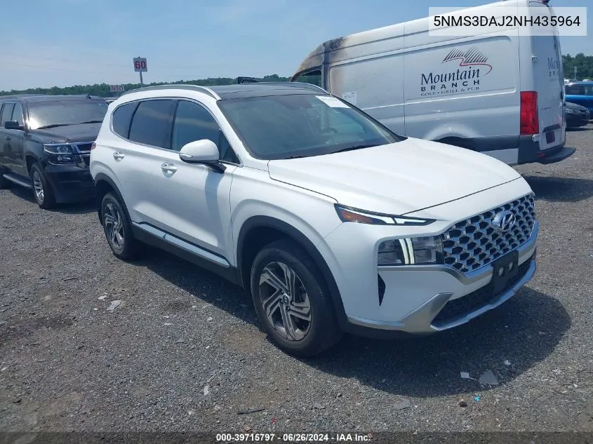 2022 Hyundai Santa Fe Sel VIN: 5NMS3DAJ2NH435964 Lot: 39715797