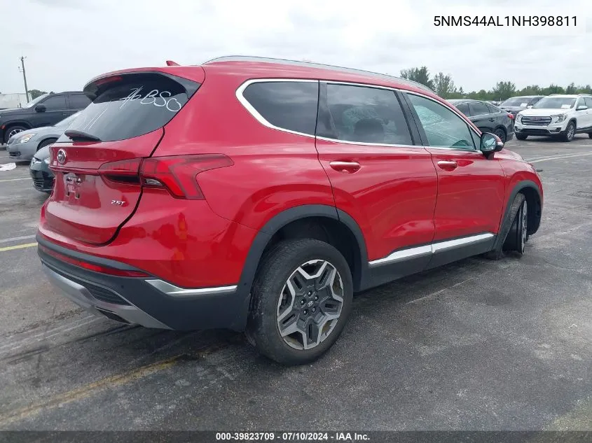 2022 Hyundai Santa Fe Limited VIN: 5NMS44AL1NH398811 Lot: 39823709