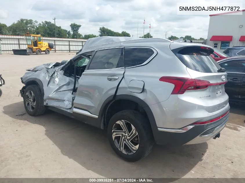 2022 Hyundai Santa Fe Sel VIN: 5NMS2DAJ5NH477872 Lot: 39935251