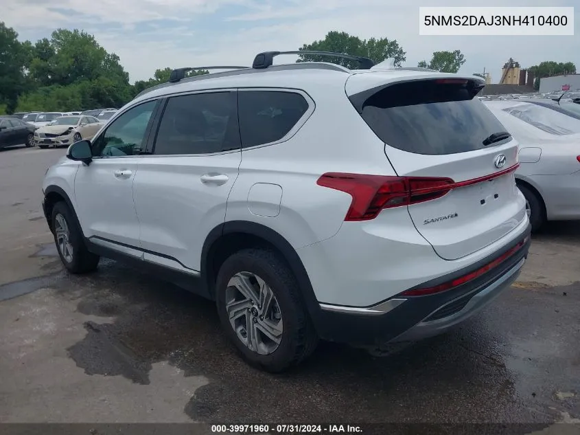 2022 Hyundai Santa Fe Sel VIN: 5NMS2DAJ3NH410400 Lot: 39971960