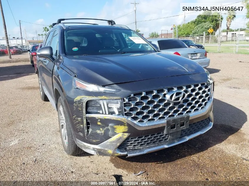 2022 Hyundai Santa Fe Sel VIN: 5NMS34AJ5NH405647 Lot: 39977561