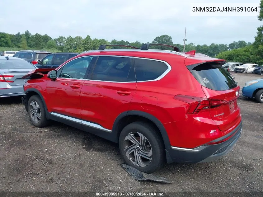 2022 Hyundai Santa Fe Sel VIN: 5NMS2DAJ4NH391064 Lot: 39985913