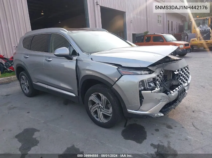 2022 Hyundai Santa Fe Sel VIN: 5NMS3DAJ1NH442176 Lot: 39994585