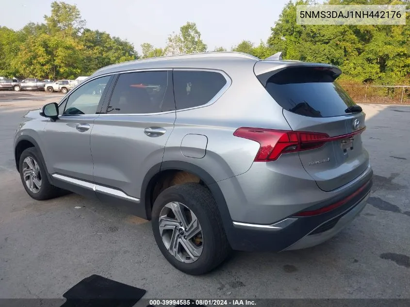 2022 Hyundai Santa Fe Sel VIN: 5NMS3DAJ1NH442176 Lot: 39994585