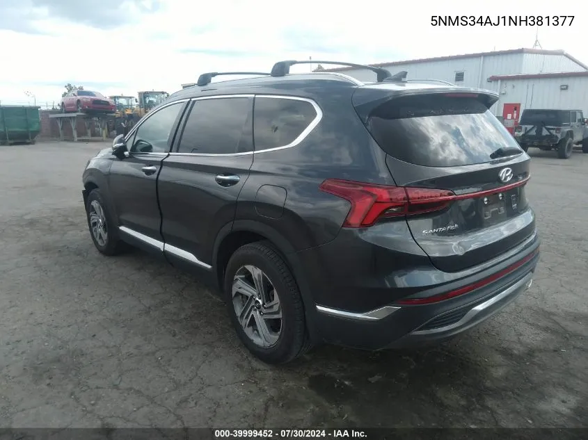 5NMS34AJ1NH381377 2022 Hyundai Santa Fe Sel