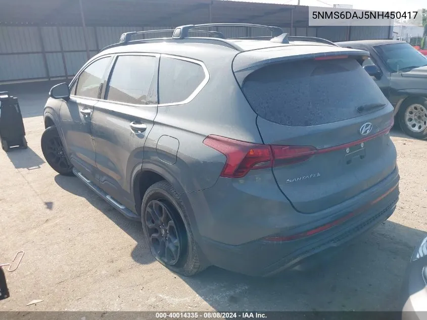 2022 Hyundai Santa Fe Xrt VIN: 5NMS6DAJ5NH450417 Lot: 40014335