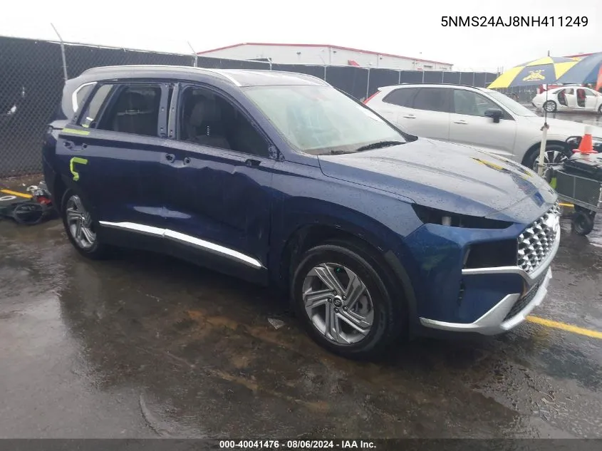 2022 Hyundai Santa Fe Sel VIN: 5NMS24AJ8NH411249 Lot: 40041476