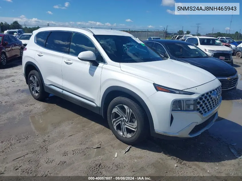 2022 Hyundai Santa Fe Sel VIN: 5NMS24AJ8NH465943 Lot: 40057807