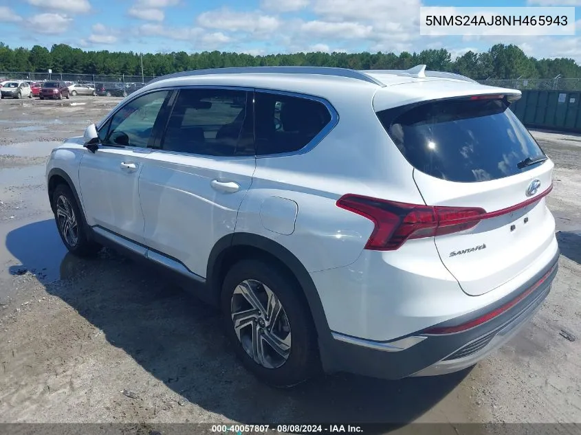 5NMS24AJ8NH465943 2022 Hyundai Santa Fe Sel