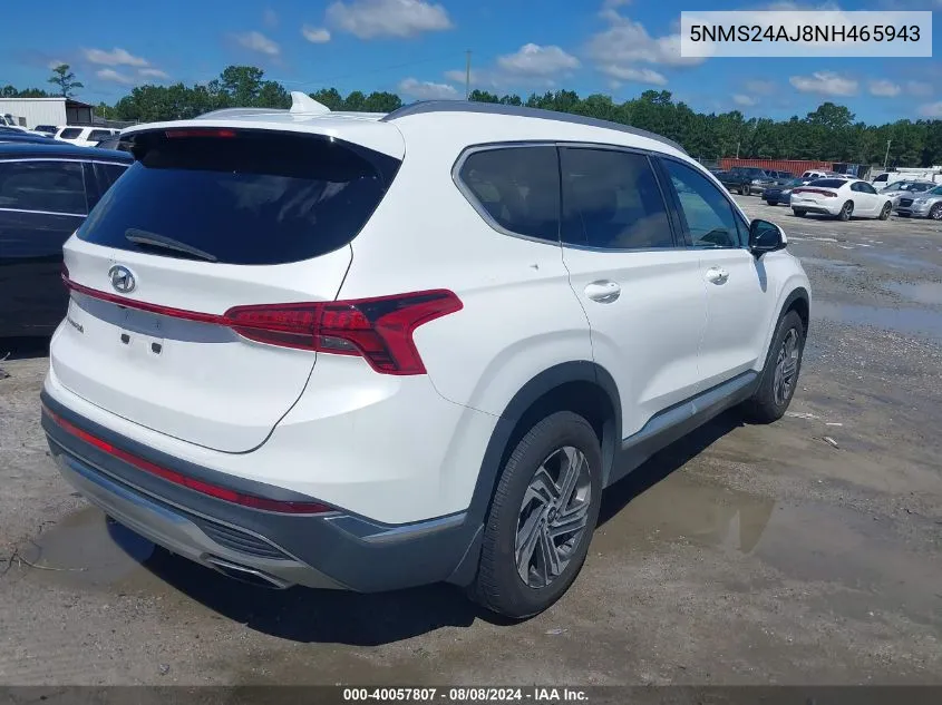 5NMS24AJ8NH465943 2022 Hyundai Santa Fe Sel