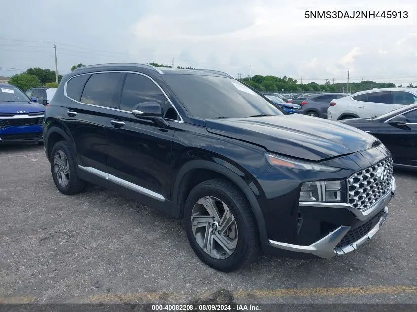 2022 Hyundai Santa Fe Sel VIN: 5NMS3DAJ2NH445913 Lot: 40082208