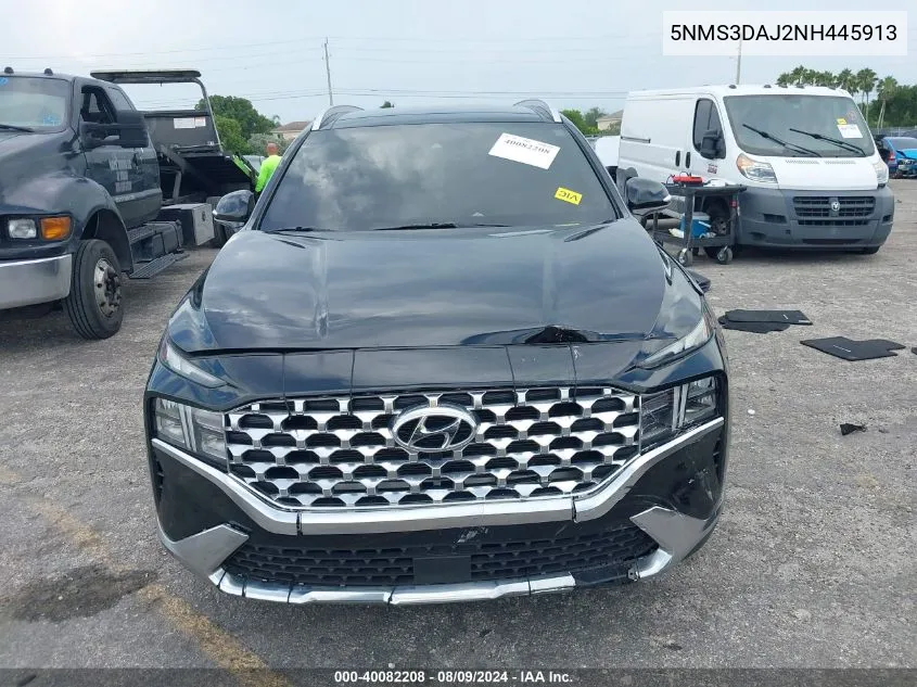 2022 Hyundai Santa Fe Sel VIN: 5NMS3DAJ2NH445913 Lot: 40082208