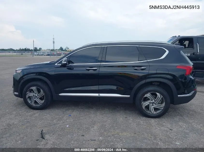 2022 Hyundai Santa Fe Sel VIN: 5NMS3DAJ2NH445913 Lot: 40082208