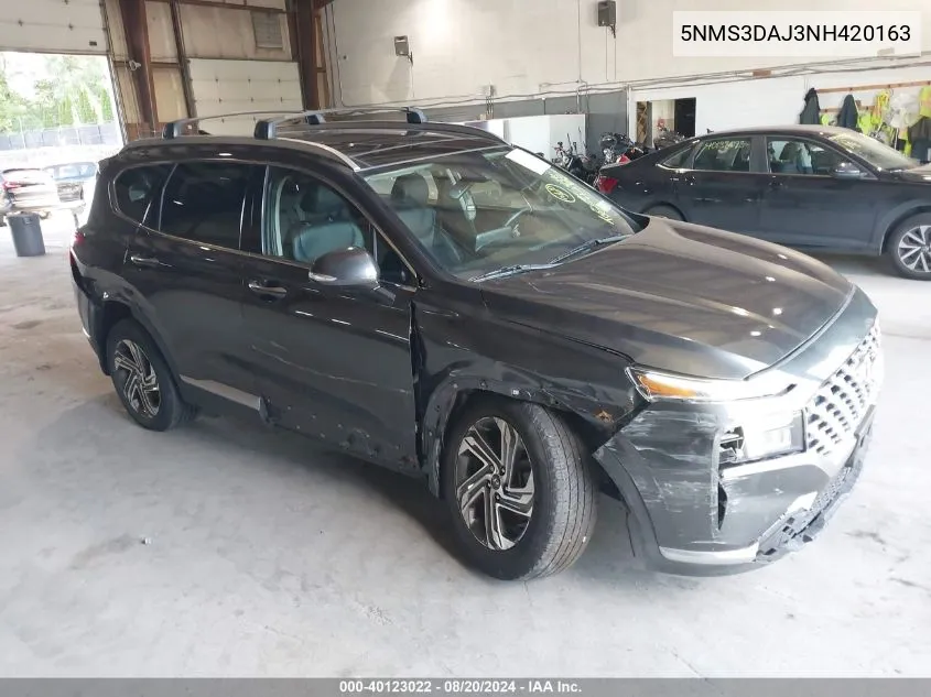 2022 Hyundai Santa Fe Sel VIN: 5NMS3DAJ3NH420163 Lot: 40123022