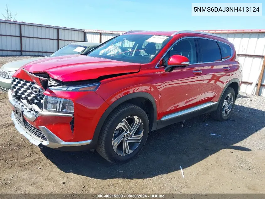 2022 Hyundai Santa Fe Sel VIN: 5NMS6DAJ3NH413124 Lot: 40215209