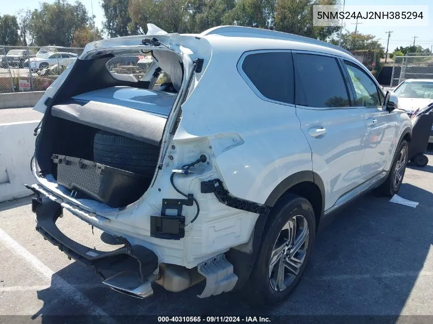 2022 Hyundai Santa Fe Sel VIN: 5NMS24AJ2NH385294 Lot: 40310565