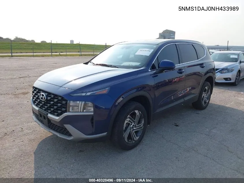 2022 Hyundai Santa Fe Se VIN: 5NMS1DAJ0NH433989 Lot: 40320496