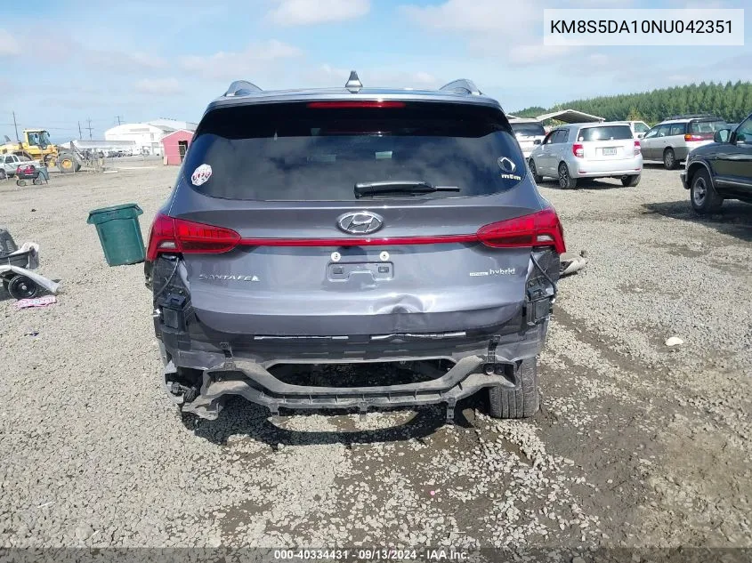 2022 Hyundai Santa Fe Hybrid Limited VIN: KM8S5DA10NU042351 Lot: 40334431