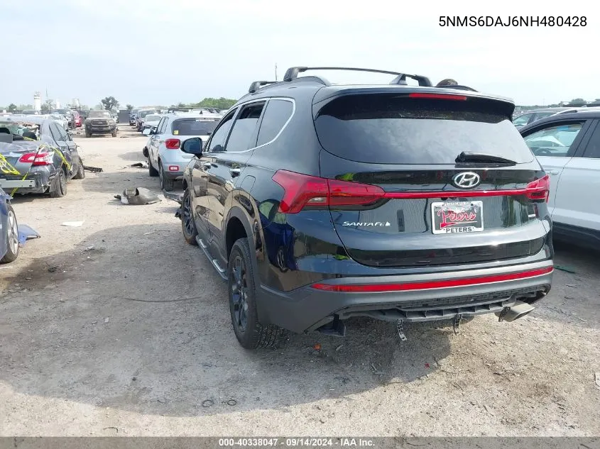 2022 Hyundai Santa Fe Xrt VIN: 5NMS6DAJ6NH480428 Lot: 40338047