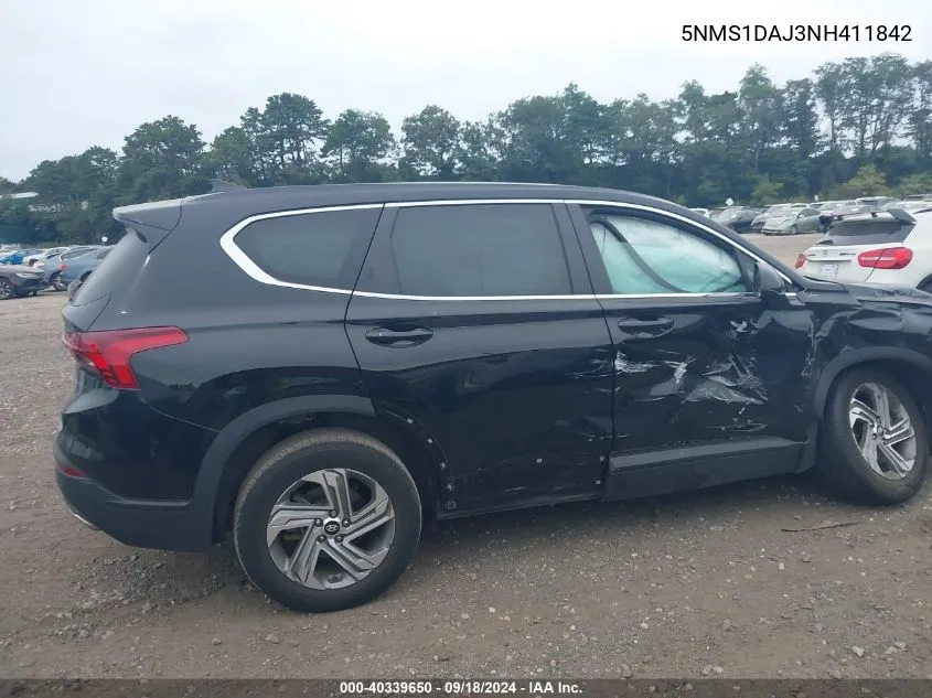 2022 Hyundai Santa Fe Se VIN: 5NMS1DAJ3NH411842 Lot: 40339650