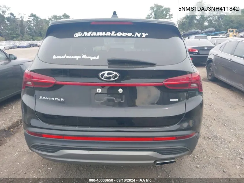 2022 Hyundai Santa Fe Se VIN: 5NMS1DAJ3NH411842 Lot: 40339650