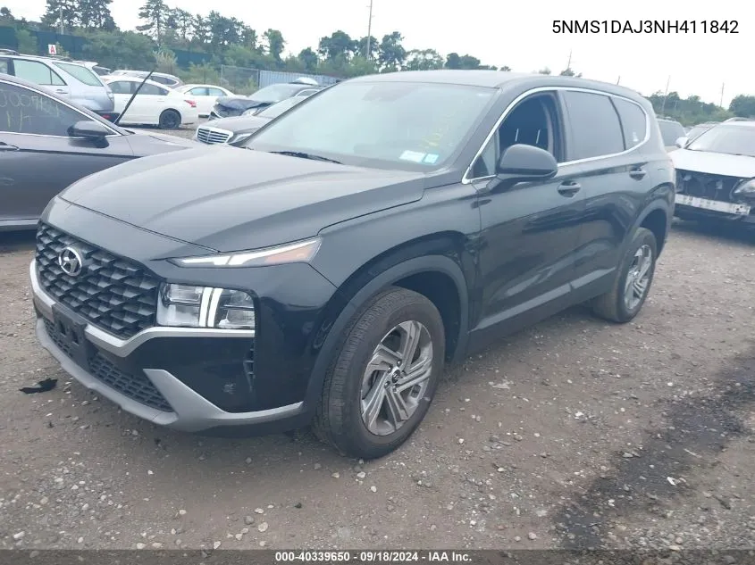 2022 Hyundai Santa Fe Se VIN: 5NMS1DAJ3NH411842 Lot: 40339650