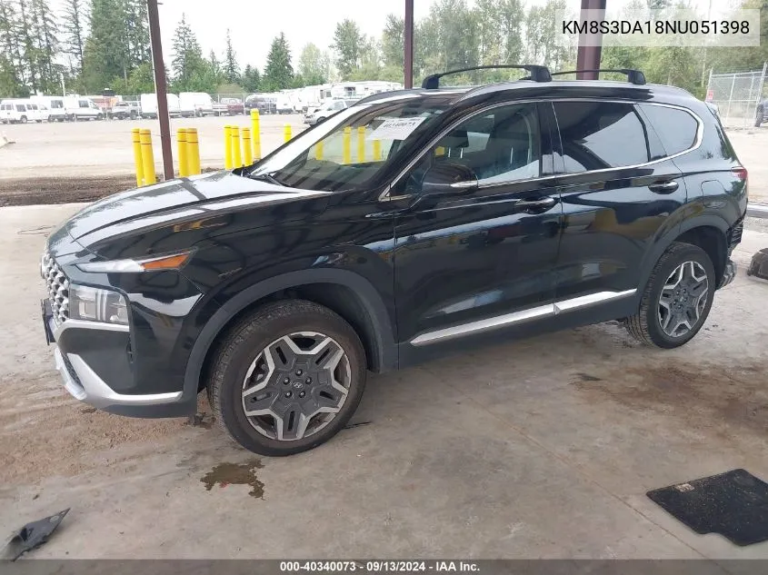 KM8S3DA18NU051398 2022 Hyundai Santa Fe Hybrid Sel Premium