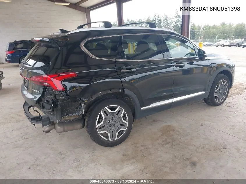 KM8S3DA18NU051398 2022 Hyundai Santa Fe Hybrid Sel Premium