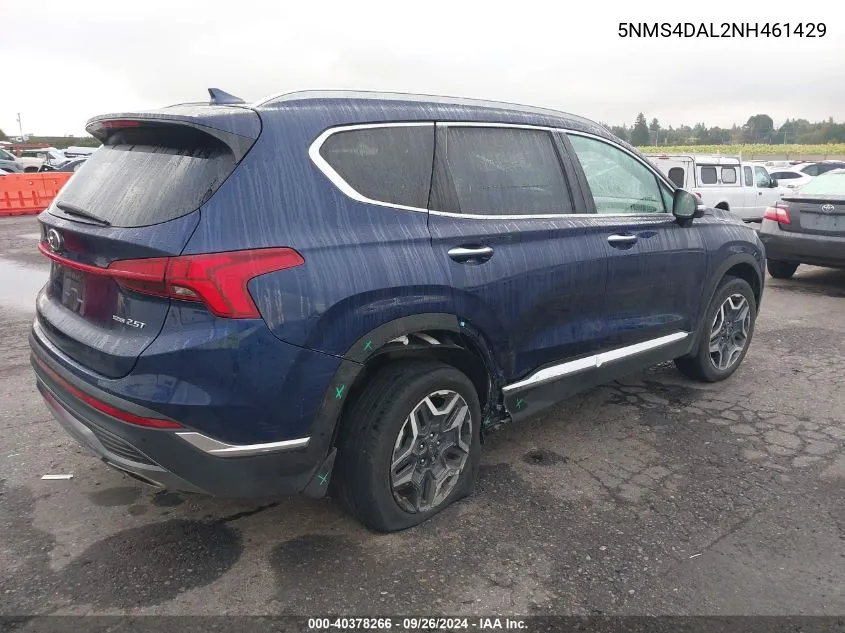 2022 Hyundai Santa Fe Limited VIN: 5NMS4DAL2NH461429 Lot: 40378266