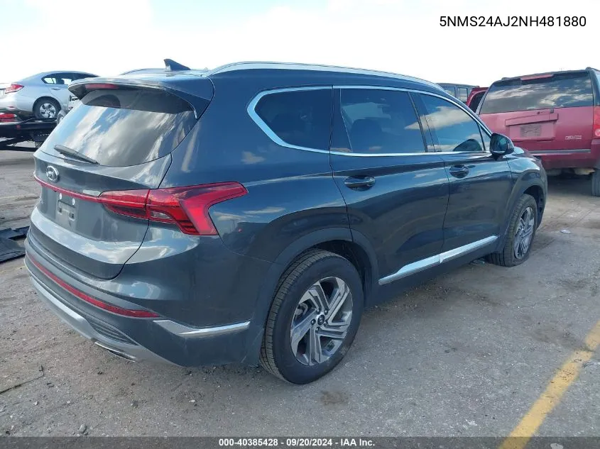 5NMS24AJ2NH481880 2022 Hyundai Santa Fe Sel