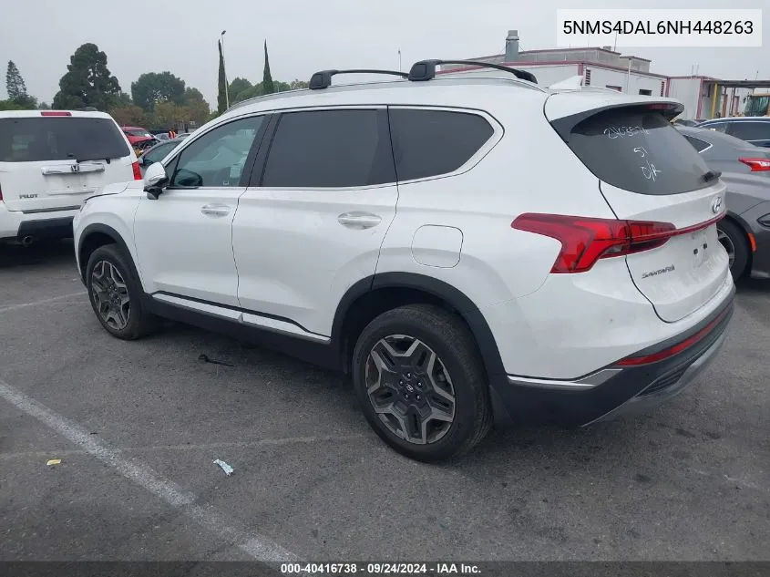 2022 Hyundai Santa Fe Limited VIN: 5NMS4DAL6NH448263 Lot: 40416738