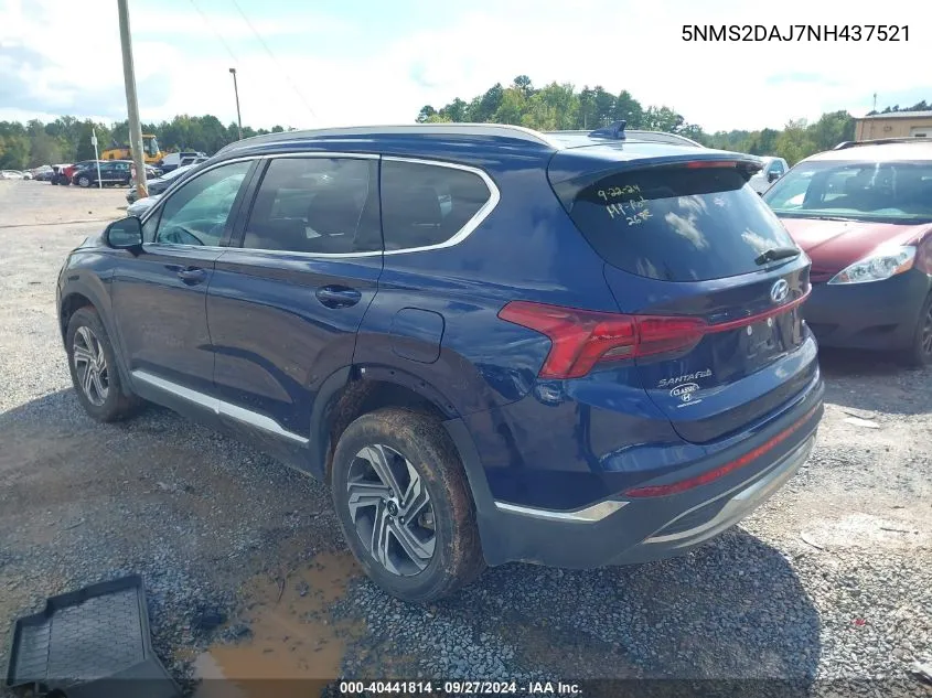 2022 Hyundai Santa Fe Sel VIN: 5NMS2DAJ7NH437521 Lot: 40441814