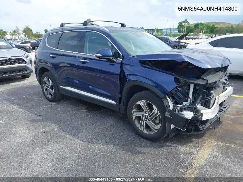 2022 Hyundai Santa Fe Sel/Xrt VIN: 5NMS64AJ0NH414800 Lot: 40449105