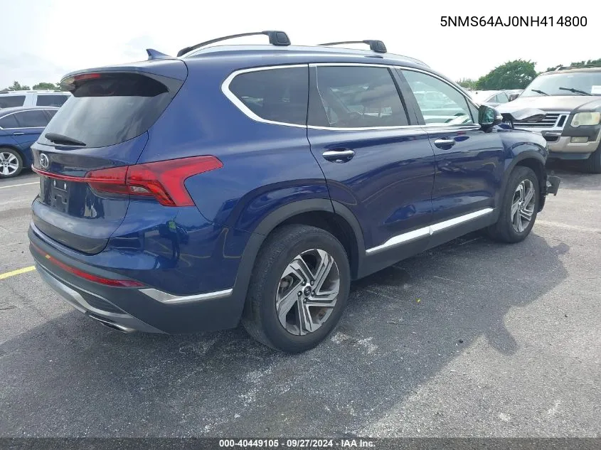 5NMS64AJ0NH414800 2022 Hyundai Santa Fe Sel/Xrt