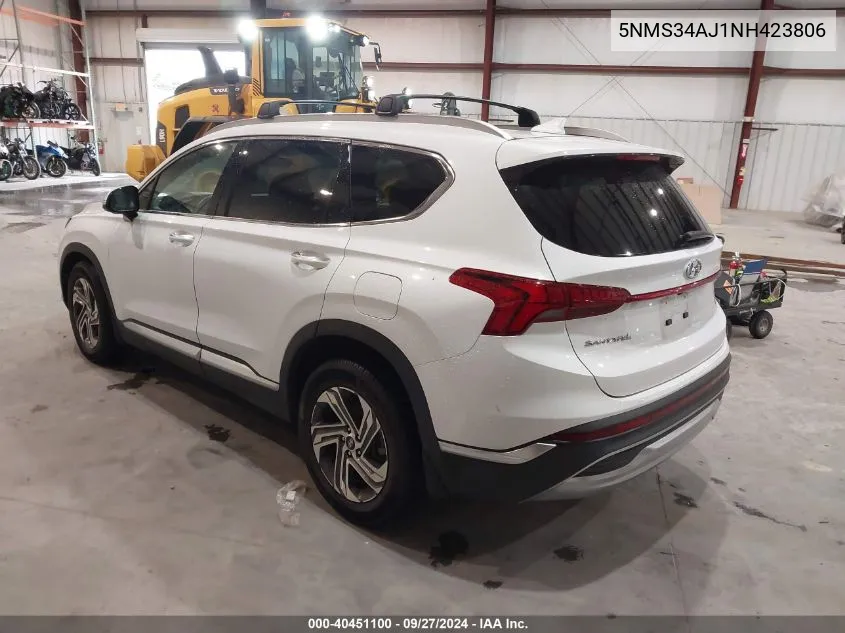 2022 Hyundai Santa Fe Sel VIN: 5NMS34AJ1NH423806 Lot: 40451100