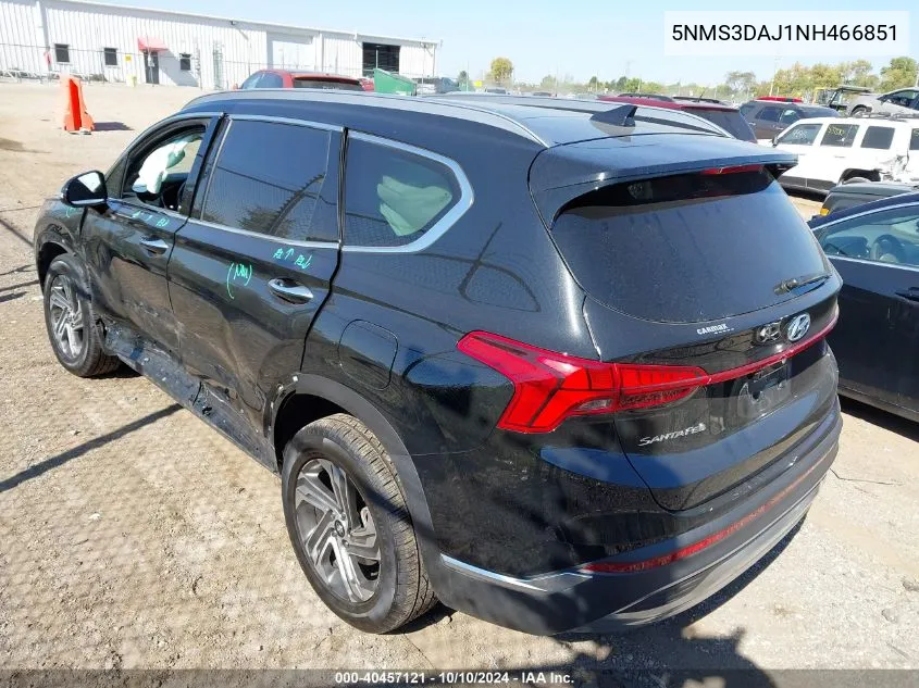 2022 Hyundai Santa Fe Sel VIN: 5NMS3DAJ1NH466851 Lot: 40457121