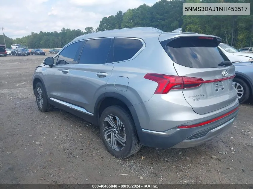 2022 Hyundai Santa Fe Sel VIN: 5NMS3DAJ1NH453517 Lot: 40465848