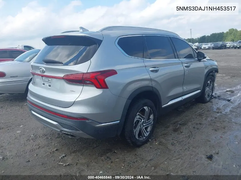 2022 Hyundai Santa Fe Sel VIN: 5NMS3DAJ1NH453517 Lot: 40465848