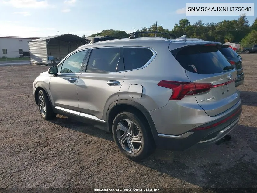 2022 Hyundai Santa Fe Sel VIN: 5NMS64AJXNH375648 Lot: 40474434