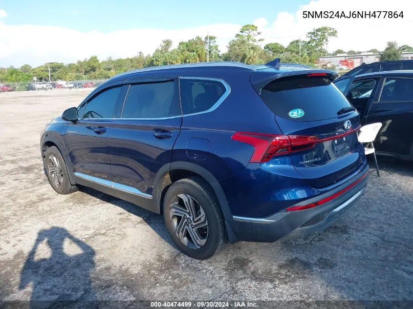 2022 Hyundai Santa Fe Sel VIN: 5NMS24AJ6NH477864 Lot: 40474499