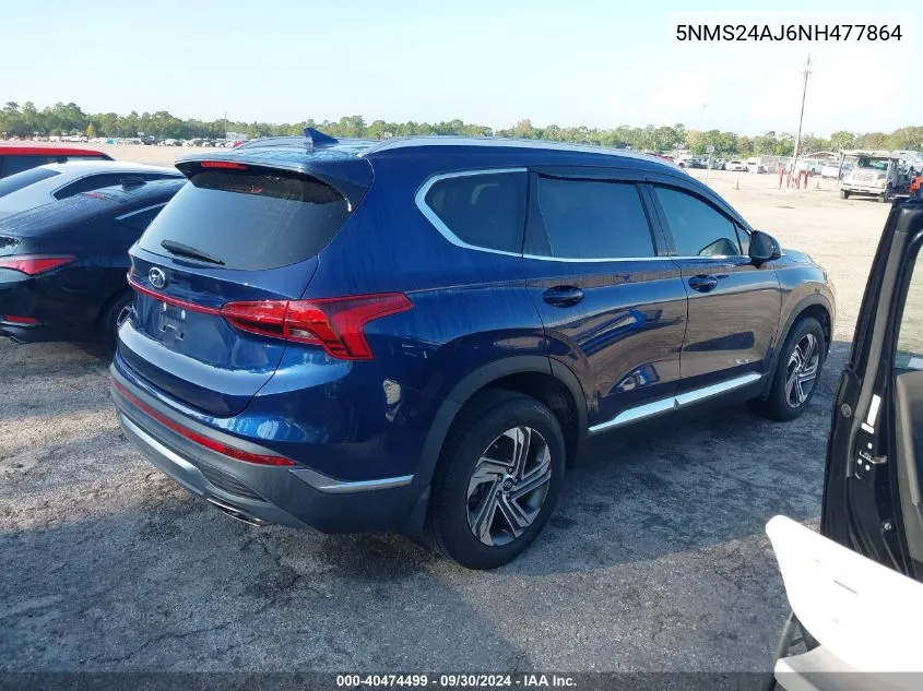 2022 Hyundai Santa Fe Sel VIN: 5NMS24AJ6NH477864 Lot: 40474499