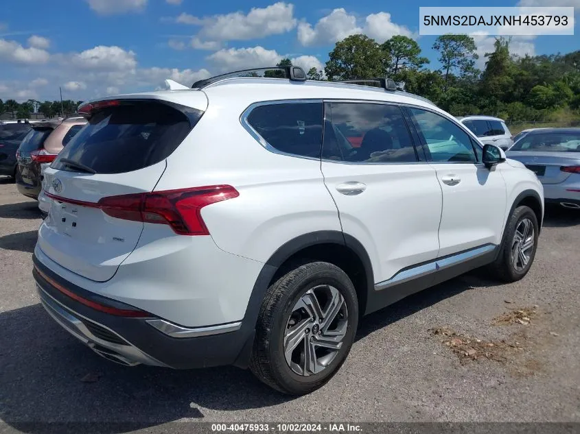 2022 Hyundai Santa Fe Sel VIN: 5NMS2DAJXNH453793 Lot: 40475933