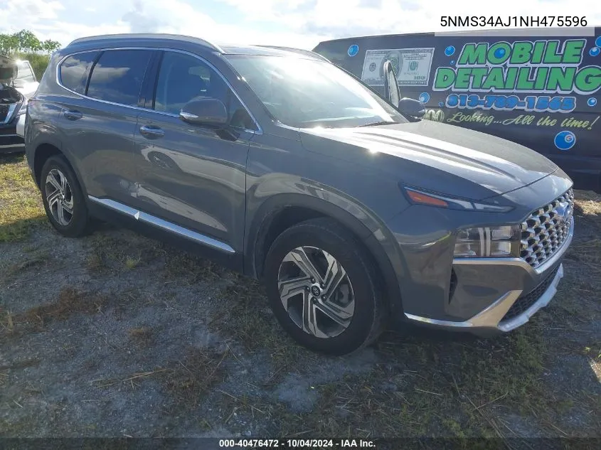 2022 Hyundai Santa Fe Sel VIN: 5NMS34AJ1NH475596 Lot: 40476472