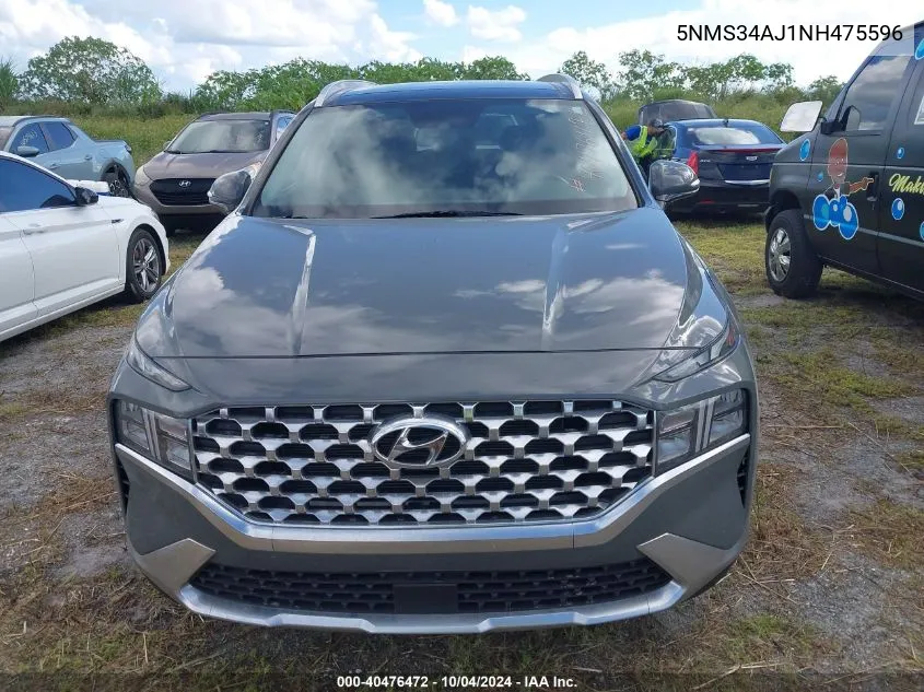 2022 Hyundai Santa Fe Sel VIN: 5NMS34AJ1NH475596 Lot: 40476472