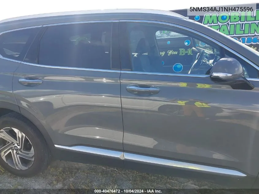 2022 Hyundai Santa Fe Sel VIN: 5NMS34AJ1NH475596 Lot: 40476472