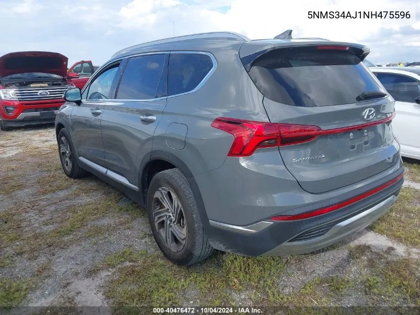 2022 Hyundai Santa Fe Sel VIN: 5NMS34AJ1NH475596 Lot: 40476472