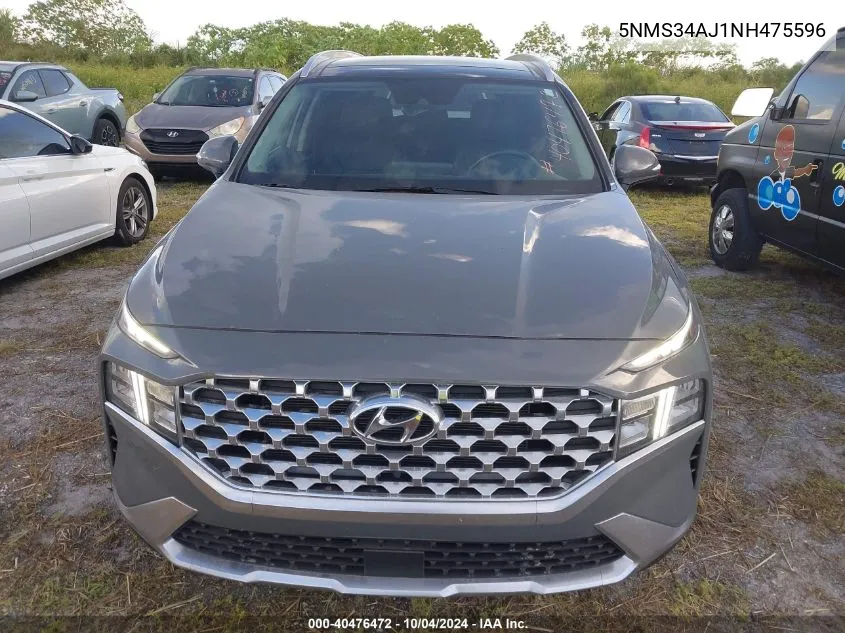 2022 Hyundai Santa Fe Sel VIN: 5NMS34AJ1NH475596 Lot: 40476472