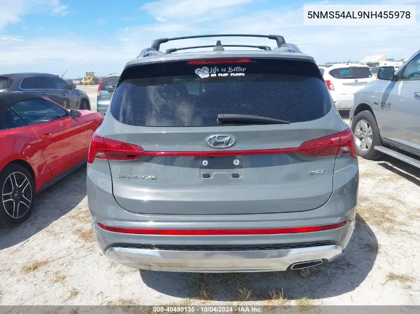 2022 Hyundai Santa Fe Calligraphy VIN: 5NMS54AL9NH455978 Lot: 40490135